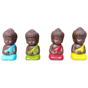 ADRITI Poly-Resin Baby Buddha Statue Figurine, 3-inch (Brown)