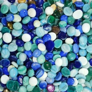DS1 Milky Round Glass Pebbles Gravels Stone for Aquarium, Vase, Fountain, Table (Multicolor, 450gm)